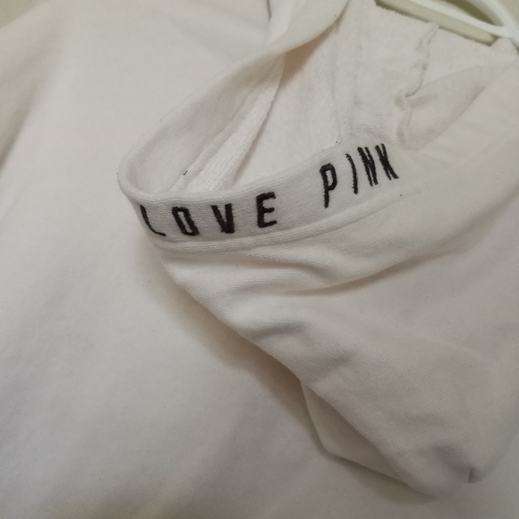 VS PINK White Cropped Long Sleeve Hoodie Sweater - Picture 8 of 8